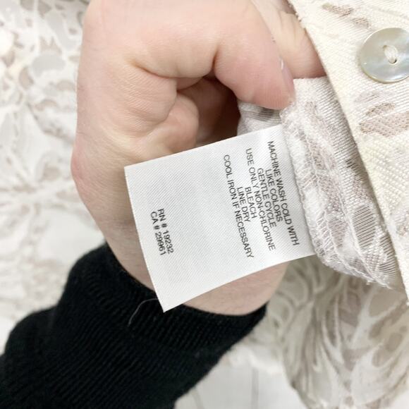 Alfred Dunner Shirt Women 10 Floral Botanical Collared Inset Long Sleeve Button - Picture 5 of 7